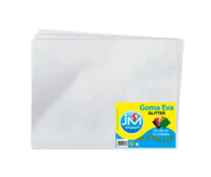 GOMA EVA GLITTER PLIEGO 10 UNIDADES 45 X 60 BLANCO