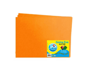 GOMA EVA GLITTER PLIEGO 10 UNIDADES NARANJO 45X60