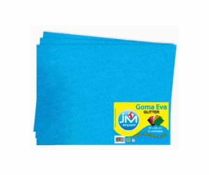 GOMA EVA GLITTER PLIEGO 10 U CELESTE 45X60