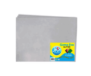 GOMA EVA GLITTER PLIEGO 10 UNIDADES PLATA 45 X 60