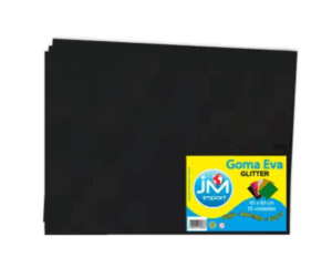 GOMA EVA GLITTER PLIEGO 10 U NEGRO 45X60